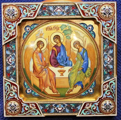Икона Святая Троица резная купить для дома или храма.