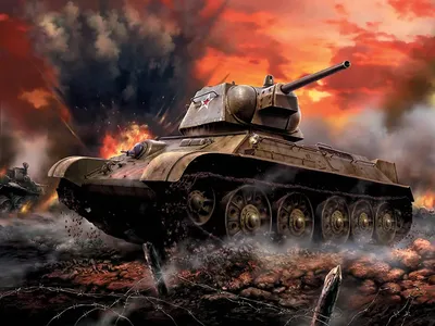 Pictures World of Tanks T-34 tank T-34-85 in the hangar vdeo game