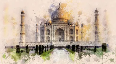 Картинки Тадж-Махал Индия Фонтаны Храмы Города 1920x1080