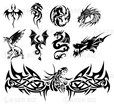 Векторы татуировки дракона » maket.LaserBiz.ru - Макеты для лазерной резки