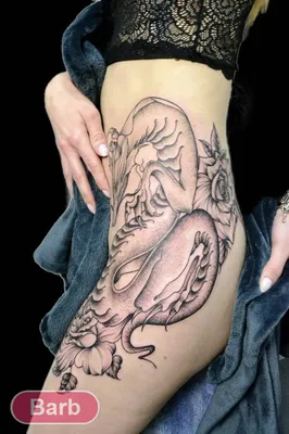 Татуировка женская реализм на бедре барс - мастер Дмитрий Шейб 7250 | Art  of Pain