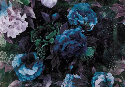 Фото обои 254x184 см Винтажные цветы в темно-синих тонах (13533P4)+клей  (ID#1536312513), цена: 850 ₴, купить на Prom.ua