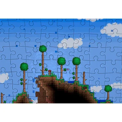 Pixel art of a castle in terraria on Craiyon