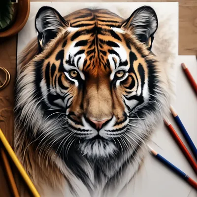 Рисунок тигра карандашом поэтапно легко и красиво (18 шт)