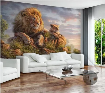 Настенные 3D обои с изображением Льва и Тигра для гостиной, дивана, фона,  3d настенные фотообои, настенные бумажные 3d наклейки на стену | AliExpress