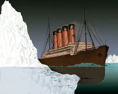 Титаник посреди моря, айсберг» — создано в Шедевруме