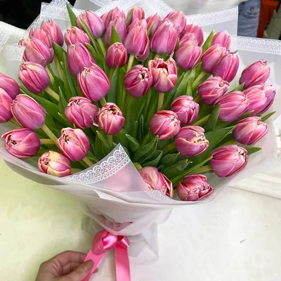 Купить Букет из 25 нежно-розовых тюльпанов с доставкой по Томску: цена,  фото, отзывы.