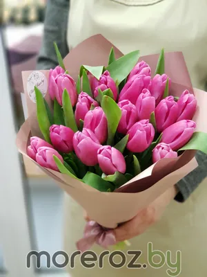 25 бело-розовых тюльпанов | доставка по Москве и области