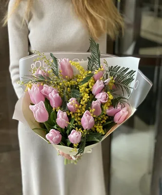 Букет розовых пионовидных тюльпанов - 51 шт за 11 690 руб. | Бесплатная  доставка цветов по Москве