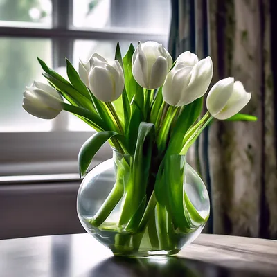 Тюльпаны в вазе для цветов на фоне серой кирпичной стены И картинка для  бесплатной загрузки - Pngtree