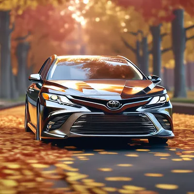 Toyota Camry на осенней дороге, …» — создано в Шедевруме