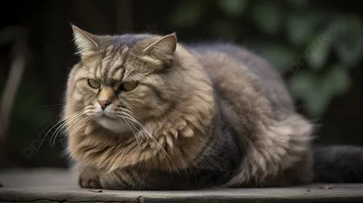 большая кошка сидит на деревянном столе и выглядит грустной, картинки  толстых кошек, кошка, домашний питомец фон картинки и Фото для бесплатной  загрузки