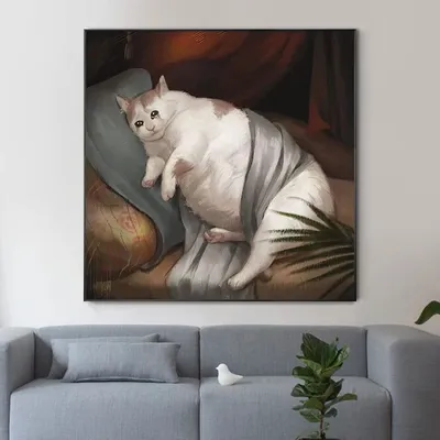 Настенная картина «Кот и плач», ВИНТАЖНЫЙ ПЛАКАТ со смешным принтом толстых  котов, милый животный, современный декор для гостиной | AliExpress