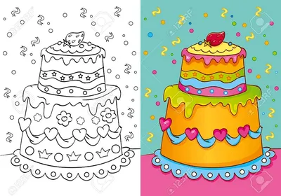 Рисунки тортов для срисовки (50 фото)