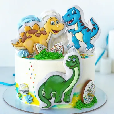 Торт с динозаврами на 5 лет мальчику (На Заказ) Купить С Доставкой В Москве!