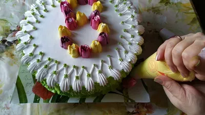 Торт на 8 марта.Торт цифра 8. | Cake painting tutorial, Painted cakes, Cake  designs birthday