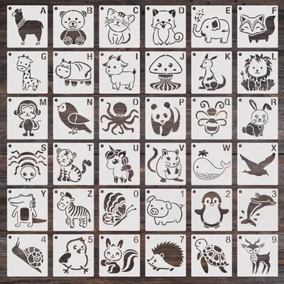 Трафареты с изображением животных и единорога, 10,2*10,2 см | AliExpress