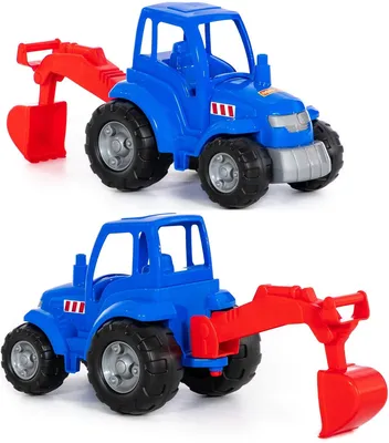 Игрушка большой синий трактор-экскаватор с копалкой-ковшом 36 см - купить с  доставкой по выгодным ценам в интернет-магазине OZON (806430514)