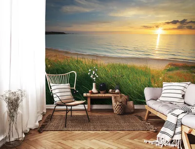 Фото обои с морем 254x184 см 3D Зеленая трава на пляже (14625P4)+клей  (ID#1894469662), цена: 850 ₴, купить на Prom.ua