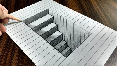 How to Draw 3D Steps in a Hole - Line Paper Trick Art - YouTube