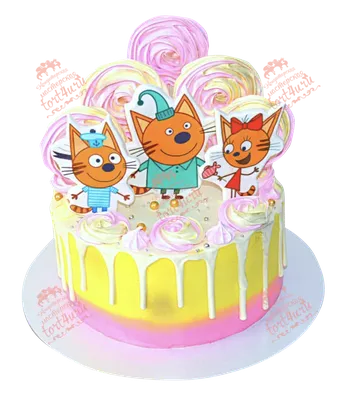 Тортик \"Три кота\" Один из любимых мультиков моей доченьки Радужный с кремом  чиз Вес 2.4 кг Прянички от Ирины @yirina0802… | Торт, Тематические торты,  Радужный торт
