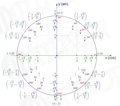 Тригонометрическая таблица с кругом