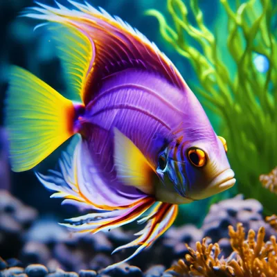 Тропические рыбки пурпур жëлтый и …» — создано в Шедевруме