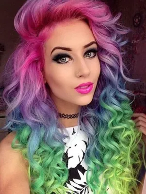 Цветные волосы: модные оттенки и цвета 2024, прически с разноцветными  волосами