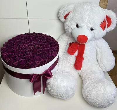 Букет \"Медвеженок\" - плюшевый мишка с букетом роз - Купить и заказать  доставку в Красноярске