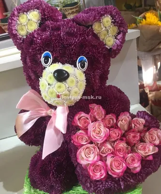 Купить Набор Букет из роз и большой медведь в Туле в интернет-магазине  цветов мадамфлёр.рф