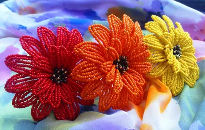 Летние цветы из бисера - мастер-класс с пошаговым фото
