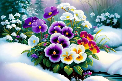 Жду зиму Цветы в снегу, ледяные …» — создано в Шедевруме