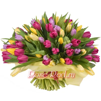 Тюльпаны с мимозами в коробке - 81 шт. за 22 690 руб. | Бесплатная доставка  цветов по Москве