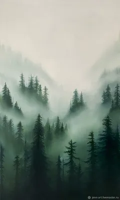 Картины маслом для интерьера Туманный лес. Лес в тумане. Пейзаж в  интернет-магазине Ярмарка Мастеров по цене 46750 ₽ – O3ODQRU | Картины,  Москва - доставка по России