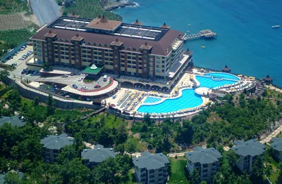 Alanya, Turkey - September 27, 2022 Utopia World hotel view from the sea to  the beach. Editorial Stock Photo - Alamy