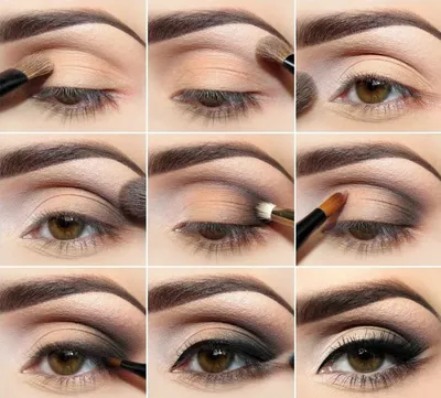 6 этапов нанесения макияжа глаз | Макияж для светло-карих глаз, Макияж для карих  глаз, Макияж без подводки для глаз