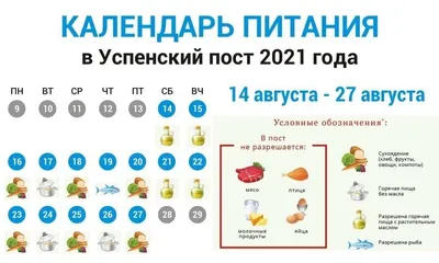 Календарь Успенского поста 2017
