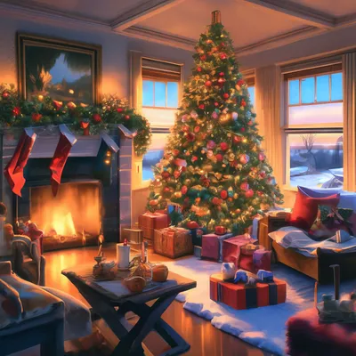 Утро Рождества Акварель прорисовка, …» — создано в Шедевруме