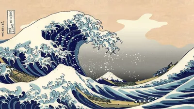 Картина в японском стиле с изображением большой волны | AliExpress