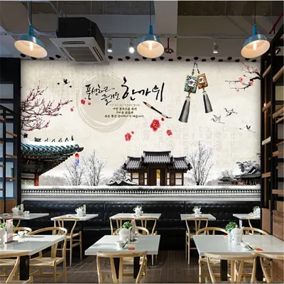 Обои на заказ для кухни в Корейском стиле обои для ресторана в Корейском  стиле фон для барбекю промышленный Декор Настенные обои 3D | AliExpress