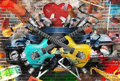 Фотообои Граффити гитары купить на стену • Эко Обои