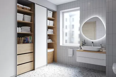 Серый шкаф в стиле неоклассик в ванную «Nuove», Арт.660