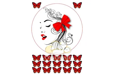 Вафельная картинка Девушка и бабочки: продажа, цена в Сумах. Кондитерский  декор от \"Tafita\" - 1504437441