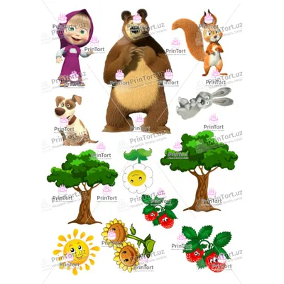 Вафельные картинки «Маша и Медведь» - купить Вафельные картинки в  интернет-магазине Forcakes.kz