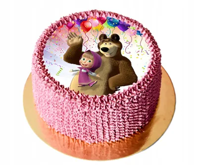 Съедобная Вафельная сахарная картинка на торт Маша и Медведь 012. Вафельная,  Сахарная бумага, Для меренги, Шокотрансферная бумага.