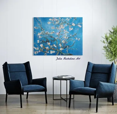 Картина для интерьера \"Цветущий миндаль\", художник – Ван Гог. Купить.