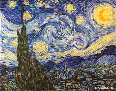 Мозаичное панно Звездная Ночь по картине Ван Гога купить в интернет-магазине