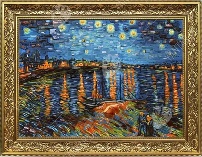 Заказать картину ван Гога Звездная ночь над Роной из янтаря Интернет  магазин картин для интерьера ТМ Янтарь Полесья