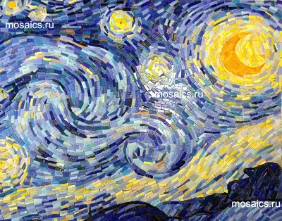 Заказать панно Ван Гог «Звездная ночь» | Купить подарок, сувенир из янтаря  на сайте yantar.ua
