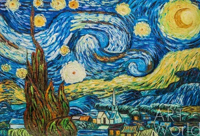 Картина Копия картины Ван Гога \"Звездная ночь\" (копия Анджея Влодарчика)  60x90 VG210806 купить в Москве